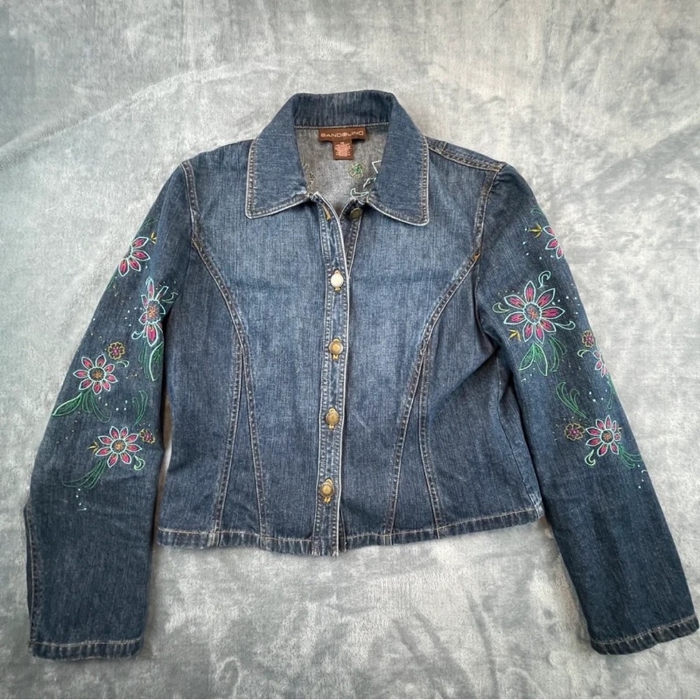 Bandolino Denim Jacket with Colorful Floral Design